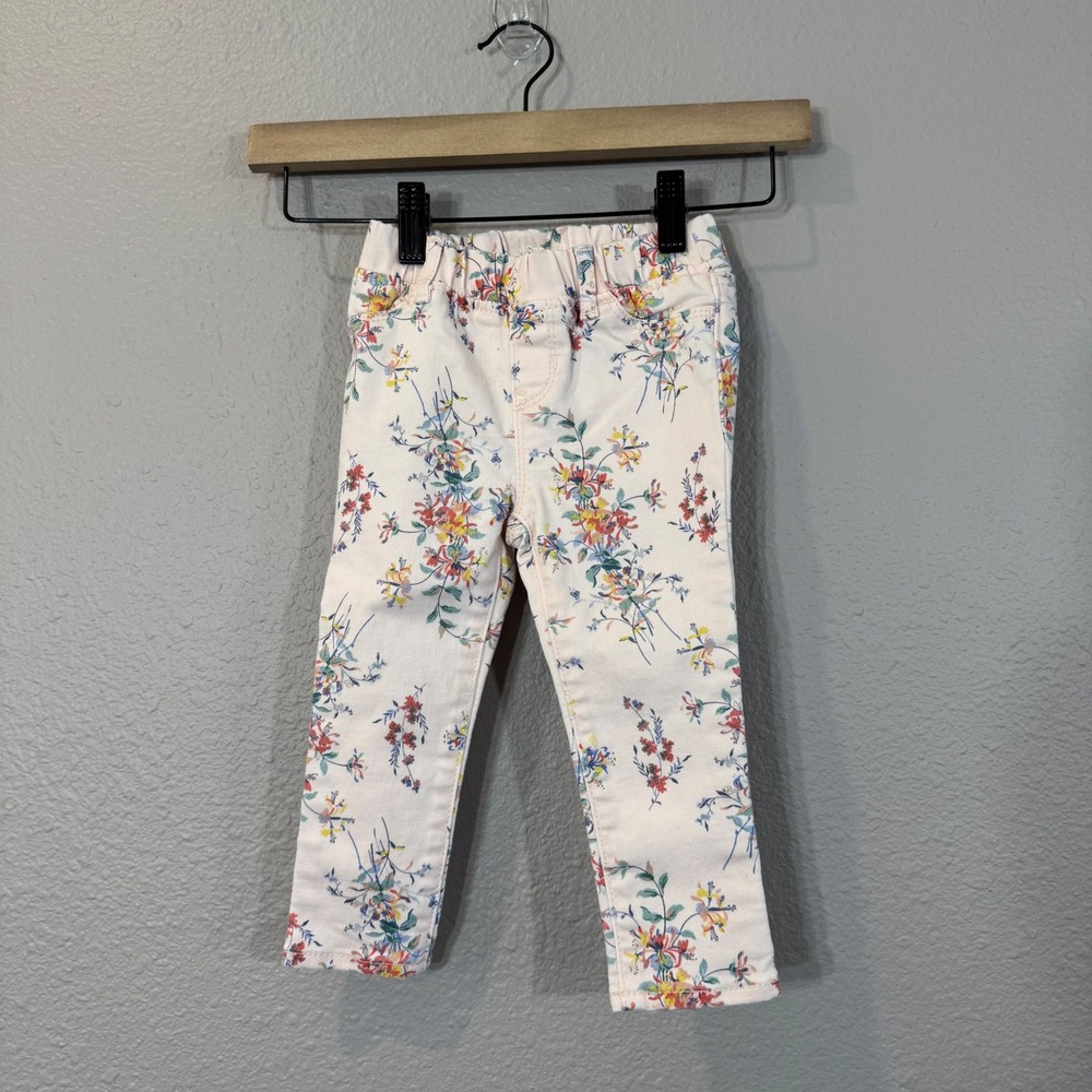 Baby Gap‎ Girl's Size 2T Pink Floral Print Stretch Denim Legging Jeans